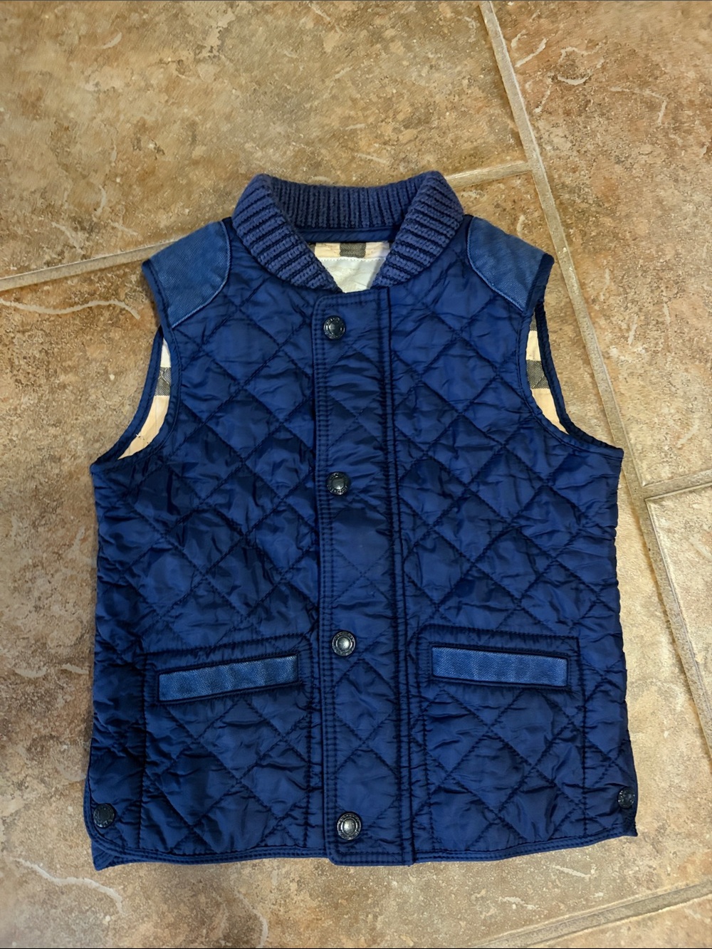 Burberry Quilted Navy Button-Front Vest